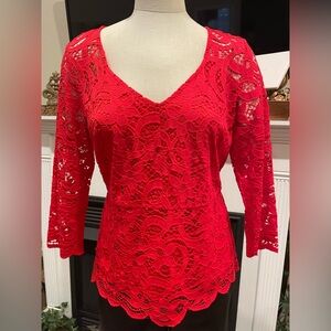 Nanette Lepore beautiful lace V neck top